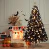 imageVINGLI 6ft Black Prelit Artificial Christmas Pine Tree with 250 Warm White Lights Xmas Tree Holiday Party Decorations with Sturdy Metal Stand Full 900 Tips Branch 8 Color Modes