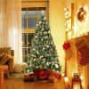 imageVINGLI 6ft Green Prelit Artificial Christmas Pine Tree with 250 Warm White Lights Xmas Tree Holiday Party Decorations with Sturdy Metal Stand Full 900 Tips Branch 8 Color Modes
