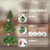 imageVINGLI 6ft Green Prelit Artificial Christmas Pine Tree with 250 Warm White Lights Xmas Tree Holiday Party Decorations with Sturdy Metal Stand Full 900 Tips Branch 8 Color Modes