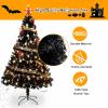 imageVINGLI 6ft Halloween Black Artificial Christmas Tree w 1600 Branch Tips Holiday Decorations Indoor Outdoor for Home Office Party