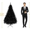 imageVINGLI 6ft Halloween Black Artificial Christmas Tree w 1600 Branch Tips Holiday Decorations Indoor Outdoor for Home Office Party