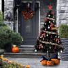 imageVINGLI 6ft Halloween Black Artificial Christmas Tree w 1600 Branch Tips Holiday Decorations Indoor Outdoor for Home Office Party