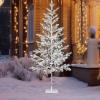 imageVINGLI 6ft Lighted Artificial Pine Tree Flocked Christmas Tree with 550 Warm White Lights for Indoor Outdoor Christmas Festival Party Decoration