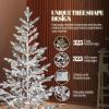 imageVINGLI 6ft Lighted Artificial Pine Tree Flocked Christmas Tree with 550 Warm White Lights for Indoor Outdoor Christmas Festival Party Decoration