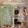 imageVINGLI 6ft Lighted Artificial Pine Tree Flocked Christmas Tree with 550 Warm White Lights for Indoor Outdoor Christmas Festival Party Decoration