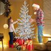 imageVINGLI 6ft Lighted Artificial Pine Tree Flocked Christmas Tree with 550 Warm White Lights for Indoor Outdoor Christmas Festival Party Decoration