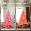 imageVINGLI 6ft Pink Prelit Artificial Christmas Pine Tree with 250 Warm White Lights Xmas Tree Holiday Party Decorations with Sturdy Metal Stand Full 900 Tips Branch 8 Color Modes