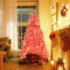imageVINGLI 6ft Pink Prelit Artificial Christmas Pine Tree with 250 Warm White Lights Xmas Tree Holiday Party Decorations with Sturdy Metal Stand Full 900 Tips Branch 8 Color Modes