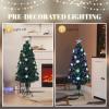 imageVINGLI 6ft Prelit Fiber Optic Artificial Christmas Tree wMulticolor LED Lights Snowflakes ampamp Top Star Lighted Xmas Tree for Indoor Holiday Home Decoration4FT