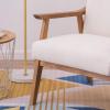 imageVINGLI Accent ChairUpholstered Sofa Chair Mid Century Modern ChairWooden Armchair Accent Chair Fabric Lounge Chair for Living RoomBeige