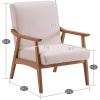 imageVINGLI Accent ChairUpholstered Sofa Chair Mid Century Modern ChairWooden Armchair Accent Chair Fabric Lounge Chair for Living RoomBeige