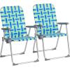 imageVINGLI Aluminum Patio Lawn Chairs Folding Set of 2 with Detachable Cup Holder Webbed Beach Chair Folding Chair Outdoor Portable Camping Chair for Yard Garden Blue alulawnchairBlueGreen