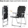 imageVINGLI Aluminum Patio Lawn Chairs Folding Set of 2 with Detachable Cup Holder Webbed Beach Chair Folding Chair Outdoor Portable Camping Chair for Yard Garden Blue alulawnchairBlack
