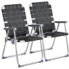 imageVINGLI Aluminum Patio Lawn Chairs Folding Set of 2 with Detachable Cup Holder Webbed Beach Chair Folding Chair Outdoor Portable Camping Chair for Yard Garden Blue alulawnchairBlack