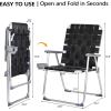 imageVINGLI Aluminum Patio Lawn Chairs Folding Set of 2 with Detachable Cup Holder Webbed Beach Chair Folding Chair Outdoor Portable Camping Chair for Yard Garden Blue alulawnchairBlack