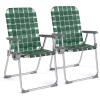 imageVINGLI Aluminum Patio Lawn Chairs Folding Set of 2 with Detachable Cup Holder Webbed Beach Chair Folding Chair Outdoor Portable Camping Chair for Yard Garden Blue alulawnchairDark Green