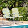imageVINGLI Aluminum Patio Lawn Chairs Folding Set of 2 with Detachable Cup Holder Webbed Beach Chair Folding Chair Outdoor Portable Camping Chair for Yard Garden Blue alulawnchairYellow