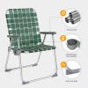 imageVINGLI Aluminum Patio Lawn Chairs Folding Set of 2 with Detachable Cup Holder Webbed Beach Chair Folding Chair Outdoor Portable Camping Chair for Yard Garden Blue alulawnchairDark Green