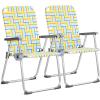 imageVINGLI Aluminum Patio Lawn Chairs Folding Set of 2 with Detachable Cup Holder Webbed Beach Chair Folding Chair Outdoor Portable Camping Chair for Yard Garden Blue alulawnchairYellow