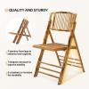 imageVINGLI Bamboo Folding Chair Foldable Dining Wood Chairs Comfortable Seat for Outdoor ampamp Indoor Patio Porch Wedding Party Event 2 PackSet of 1