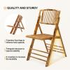 imageVINGLI Bamboo Folding Chair Foldable Dining Wood Chairs Comfortable Seat for Outdoor ampamp Indoor Patio Porch Wedding Party Event 2 PackSet of 2