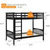 imageVINGLI Bunk Bed Twin Over Twin with 2 Storage DrawersRGB LEDCharging Station Convertible Solid Wood Bunk Bed Frame with Ladders WhiteBlack