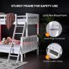 imageVINGLI Bunk Bed Twin Over Twin with 2 Storage DrawersRGB LEDCharging Station Convertible Solid Wood Bunk Bed Frame with Ladders WhiteWhite