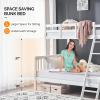 imageVINGLI Bunk Bed Twin Over Twin with 2 Storage DrawersRGB LEDCharging Station Convertible Solid Wood Bunk Bed Frame with Ladders WhiteWhite