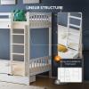 imageVINGLI Bunk Bed Twin Over Twin with 2 Storage DrawersRGB LEDCharging Station Convertible Solid Wood Bunk Bed Frame with Ladders WhiteWhite