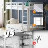 imageVINGLI Bunk Bed Twin Over Twin with 2 Storage DrawersRGB LEDCharging Station Convertible Solid Wood Bunk Bed Frame with Ladders WhiteWhite