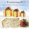 imageVINGLI Christmas Lighted Gift Boxes Set of 3 Weather Proof Present Boxes Ornament Home Decor Prelit 60 LED Lights PreSecured Bowknot for Indoor Outdoor Holiday DecorationsGolden