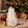 imageVINGLI Christmas Lighted Gift Boxes Set of 3 Weather Proof Present Boxes Ornament Home Decor Prelit 60 LED Lights PreSecured Bowknot for Indoor Outdoor Holiday DecorationsWhite
