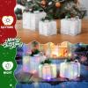 imageVINGLI Christmas Lighted Gift Boxes Set of 3 Weather Proof Present Boxes Ornament Home Decor Prelit 60 LED Lights PreSecured Bowknot for Indoor Outdoor Holiday DecorationsSilver