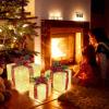 imageVINGLI Christmas Lighted Gift Boxes Set of 3 Weather Proof Present Boxes Ornament Home Decor Prelit 60 LED Lights PreSecured Bowknot for Indoor Outdoor Holiday DecorationsGolden