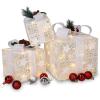 imageVINGLI Christmas Lighted Gift Boxes Set of 3 Weather Proof Present Boxes Ornament Home Decor Prelit 60 LED Lights PreSecured Bowknot for Indoor Outdoor Holiday DecorationsWhite