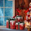 imageVINGLI Christmas Lighted Gift Boxes Set of 3 Weather Proof Present Boxes Ornament Home Decor Prelit 60 LED Lights PreSecured Bowknot for Indoor Outdoor Holiday DecorationsRed