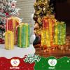 imageVINGLI Christmas Lighted Gift Boxes Set of 3 Weather Proof Present Boxes Ornament Home Decor Prelit 60 LED Lights PreSecured Bowknot for Indoor Outdoor Holiday DecorationsRectangular