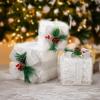 imageVINGLI Christmas Lighted Gift Boxes Set of 3 Weather Proof Present Boxes Ornament Home Decor Prelit 60 LED Lights PreSecured Bowknot for Indoor Outdoor Holiday DecorationsSilver