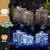 imageVINGLI Christmas Lighted Gift Boxes Set of 3 Weather Proof Present Boxes Ornament Home Decor Prelit 60 LED Lights PreSecured Bowknot for Indoor Outdoor Holiday DecorationsClear