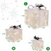imageVINGLI Christmas Lighted Gift Boxes Set of 3 Weather Proof Present Boxes Ornament Home Decor Prelit 60 LED Lights PreSecured Bowknot for Indoor Outdoor Holiday DecorationsWhite