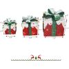imageVINGLI Christmas Lighted Gift Boxes Set of 3 Weather Proof Present Boxes Ornament Home Decor Prelit 60 LED Lights PreSecured Bowknot for Indoor Outdoor Holiday DecorationsRed
