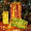 imageVINGLI Christmas Lighted Gift Boxes Set of 3 Weather Proof Present Boxes Ornament Home Decor Prelit 60 LED Lights PreSecured Bowknot for Indoor Outdoor Holiday DecorationsRectangular