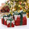 imageVINGLI Christmas Lighted Gift Boxes Set of 3 Weather Proof Present Boxes Ornament Home Decor Prelit 60 LED Lights PreSecured Bowknot for Indoor Outdoor Holiday DecorationsRed