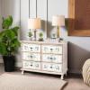 imageVINGLI Dresser for Bedroom Washed White 6 Drawer Dresser with Carved Flower Pattern Dressers ampamp Chests of Drawers with Solid Wood Legs Boho Dresser Wood Dresser TV Stand