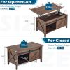 imageVINGLI Farmhouse Lift Top Coffee Table Rustic Grey with Storage ShelfHidden Compartment Mesa De Centro para SalaEspresso