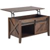 imageVINGLI Farmhouse Lift Top Coffee Table Rustic Grey with Storage ShelfHidden Compartment Mesa De Centro para SalaEspresso