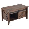 imageVINGLI Farmhouse Lift Top Coffee Table Rustic Grey with Storage ShelfHidden Compartment Mesa De Centro para SalaEspresso
