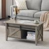 imageVINGLI Farmhouse Lift Top Coffee Table Rustic Grey with Storage ShelfHidden Compartment Mesa De Centro para SalaGrey
