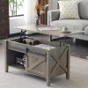 imageVINGLI Farmhouse Lift Top Coffee Table Rustic Grey with Storage ShelfHidden Compartment Mesa De Centro para SalaGrey