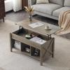 imageVINGLI Farmhouse Lift Top Coffee Table Rustic Grey with Storage ShelfHidden Compartment Mesa De Centro para SalaGrey